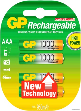 Аккумулятор GP AAA 950mAh 4 шт. (100AAAHC)