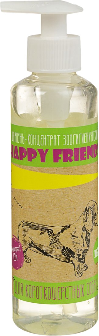 

Концентрат шампуня Happy Friends для короткошерстных собак 240 мл