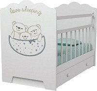 

Классическая детская кроватка VDK Love Sleeping маятник с ящиком (белый)