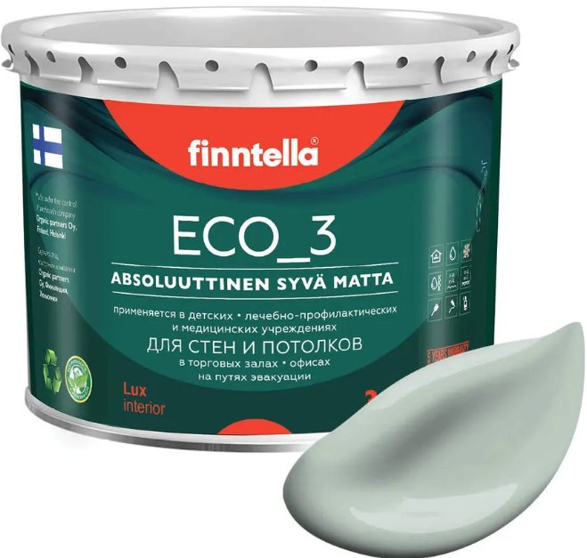 

Краска Finntella Eco 3 Wash and Clean Aave F-08-1-3-LG284 2.7 л (серо-зеленый)