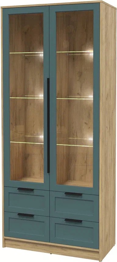 

Шкаф-витрина Интерлиния Концепт Тренд КТ-ШВ2 с подсветкой (дуб золотой/верде)