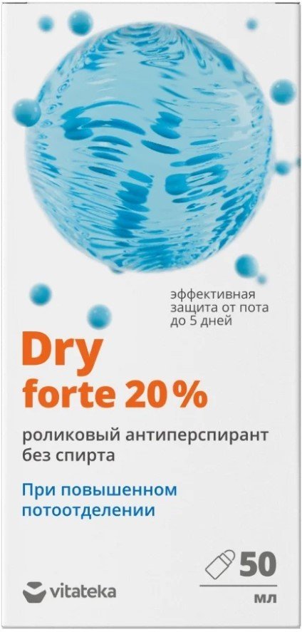 

Антиперспирант шариковый Vitateka Dry Forte без спирта при повышенной потливости 20% 50 мл