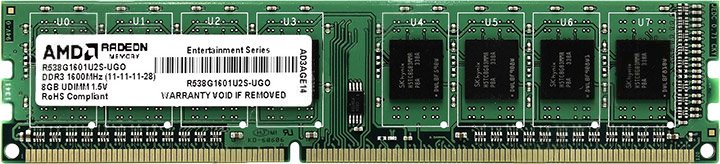 

Оперативная память AMD Radeon RE1600 Entertainment 8GB PC3-12800 (R538G1601U2S-UGO)