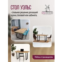 Кухонный стол Millwood Лофт Уэльс Л 120x70x75 (36 мм, дуб золотой Craft/металл черный)