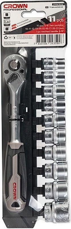 Набор трещотка с головками Crown CPHSW-RXA38 (10 предметов)