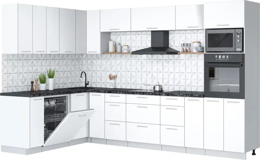 

Готовая кухня Интерлиния Мила Лайт 1.896х3.18 (белый платинум/белый платинум/кастилло темный)