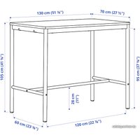 Барный стол Ikea Томмарюд 293.874.97 (дубовый шпон беленый/белый)