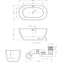 Ванна Wellsee Chic Riviera 149x78 23680401R (отдельностоящая ванна с подсветкой белый глянец, экран, ножки, сифон-автомат хром)