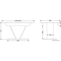 Кухонный стол Аврора Дрезден 130-161.5x80 (камень белый/белый)