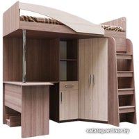 Кровать-чердак SV-Мебель Город 200x90 (ясень шимо светлый/темный)