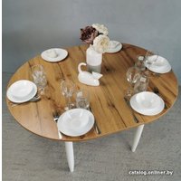 Кухонный стол Рамзес Круглый 94х94/124 (дуб вотан/ноги конус белые)