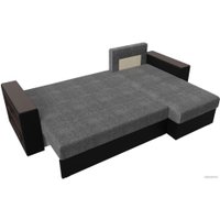 Угловой диван Лига диванов Дубай лайт правый 114197 (рогожка серый/экокожа черный)