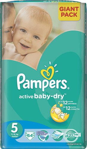 Pampers Active Baby-Dry 5 Junior (64 шт)