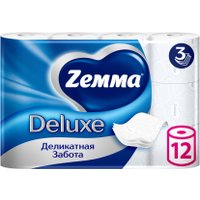Туалетная бумага Zemma Deluxe Деликатная Забота 3 слоя (12 рулона)