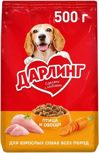 Сухой корм для собак Дарлинг С птицей и овощами 500 г