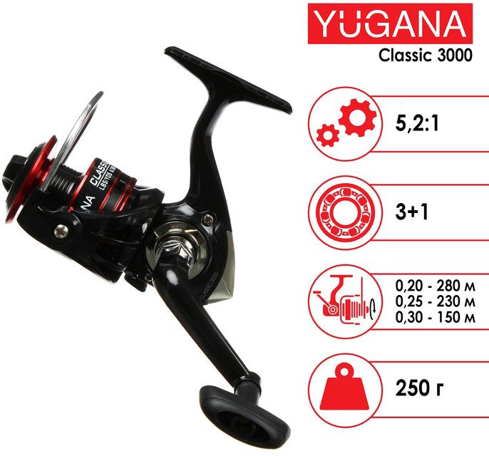 

Рыболовная катушка Yugana Classic 3000 3+1 ball