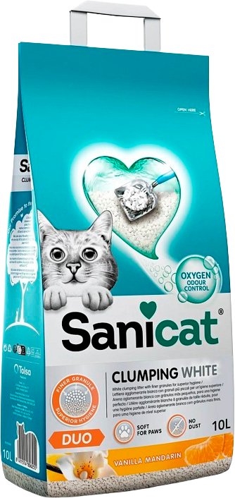 

Наполнитель для туалета Sanicat Clumping White Duo 10л