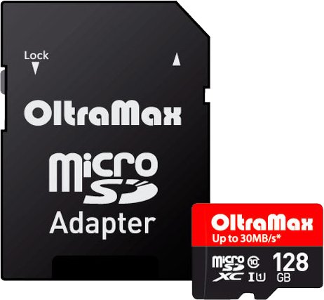 

Карта памяти OltraMax Elite microSDXC UHS-I (Class 10) 128GB + адаптер