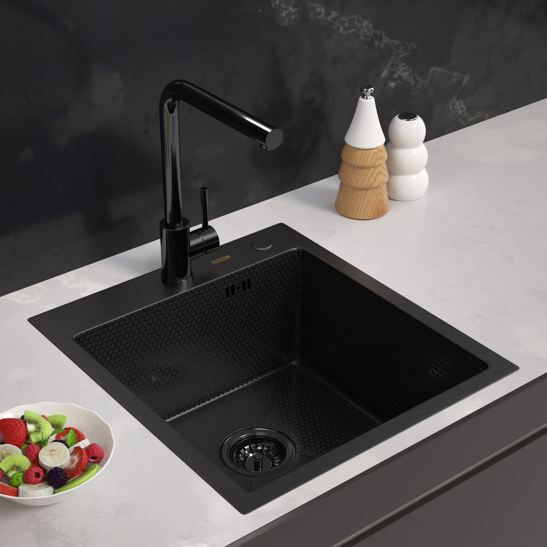 

Кухонная мойка ARFEKA ECO AR 450*500 BLACK PVD NANO DECOR