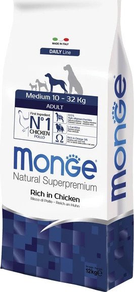 

Сухой корм для собак Monge Medium Adult Daily Line Rich in Chicken для средних пород с курицей (12 кг)