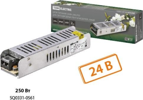 

Блок питания TDM Electric 250Вт-24В-IP20 для светодиодных лент и модулей SQ0331-0561