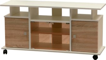 Тумба Олмеко Виста-13 (белый/дуб сонома светлый/стекло тонированное)