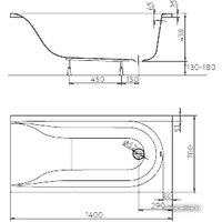 Ванна Kolo Mirra 140x70 (с ножками и экраном)