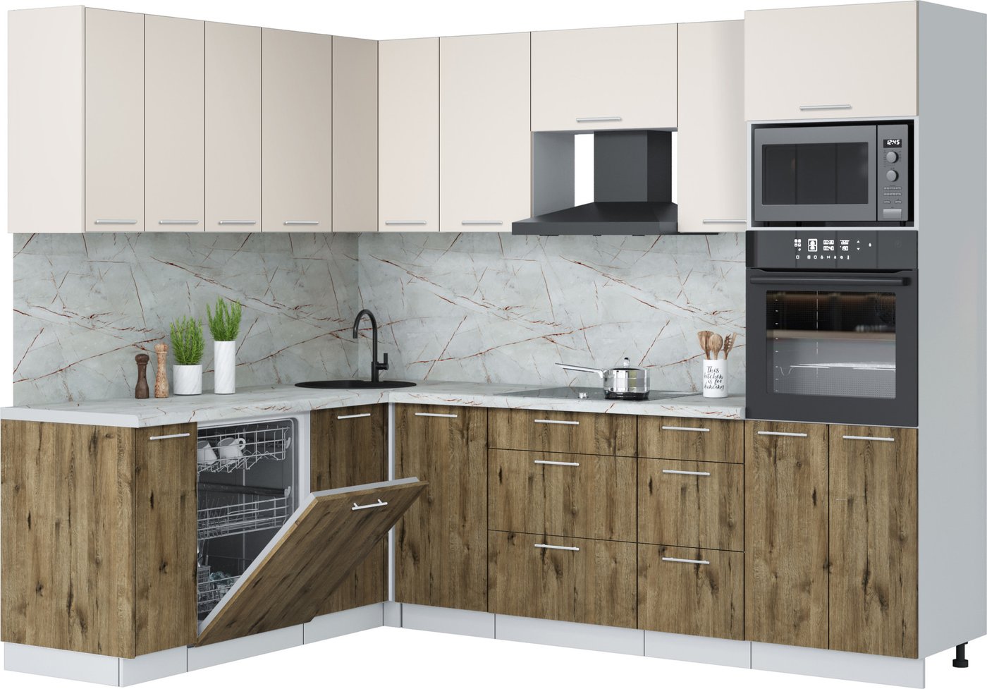 

Готовая кухня Интерлиния Мила Лайт 1.896х2.58 (персидский жемчуг/дуб веллингтон/серый каспий)