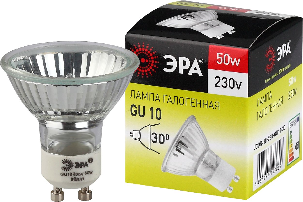 

Галогенная лампа ЭРА GU10-JCDR (MR16) -50W-230V C0027386