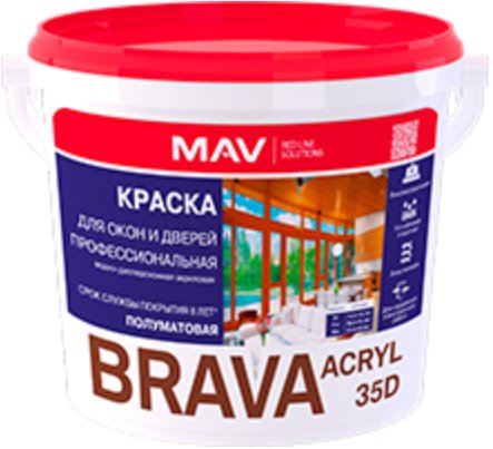 

Краска Brava Acryl 35D ВД-АК-1035Д 1 л (белый полуглянцевый)