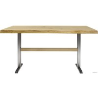 Кухонный стол Buro7 Двутавр 150 (с обзолом и сучками, дуб натуральный/серебро)