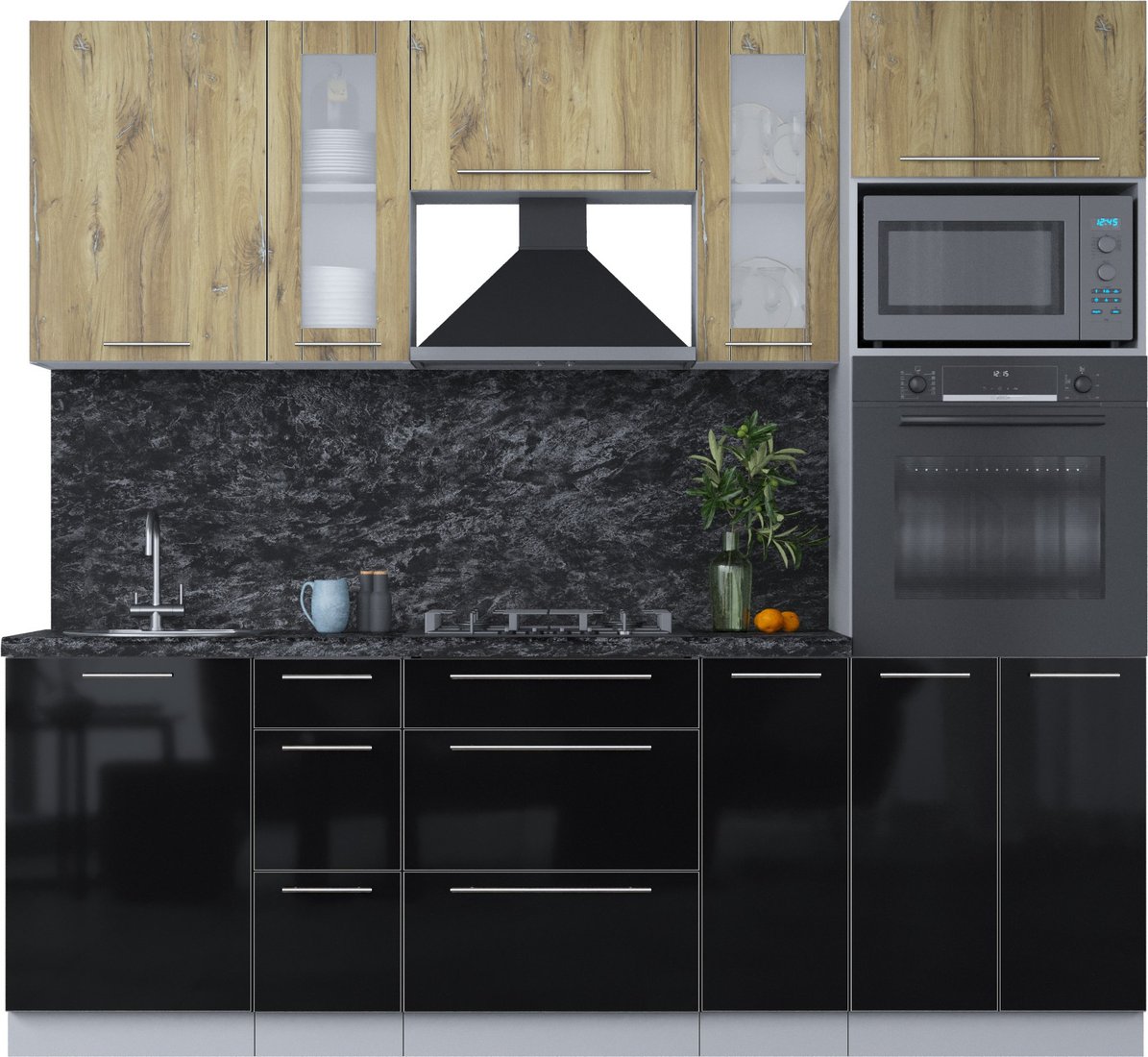 

Кухонный модуль Интерлиния Мила Пластик 2.3 (дуб эпоксид/черный/кастилло темный)