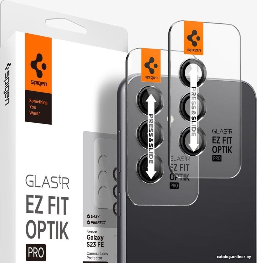 Защитное стекло Spigen Optik TR EZ Fit camera protector для Samsung Galaxy S23 FE AGL06987 (2шт)