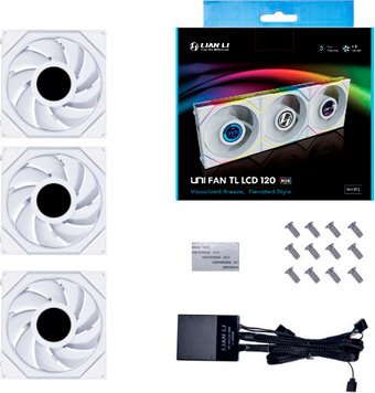 Комплект вентиляторов для корпуса Lian Li Uni Fan TL LCD 120 Triple Pack G99.12TLLCD3W.R0