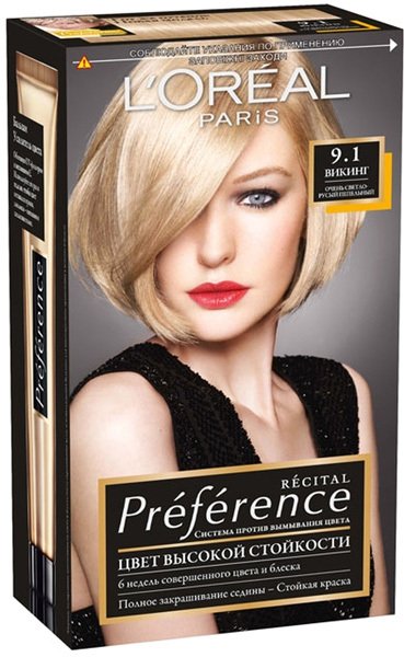 

Крем-краска для волос L'Oreal Recital Preference 9.1 Викинг Очень светло-русый пепельный