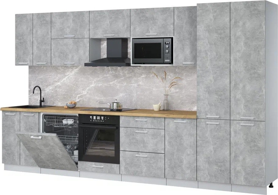 

Готовая кухня Интерлиния Мила Лайт 3.6-ПМ2 (бетон/бетон/дуб бунратти)