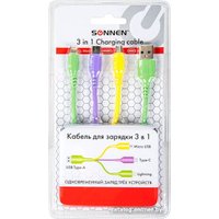 Кабель Sonnen USB Type-A - miroUSB/USB-Type-C/Lightning 513562