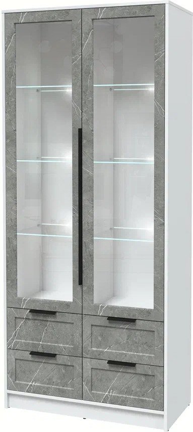 

Шкаф-витрина Интерлиния Концепт Тренд КТ-ШВ2 с подсветкой (белый платинум/керамика)