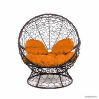 Кресло M-Group Апельсин 11520207 (коричневый ротанг/оранжевая подушка)