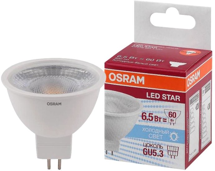 

Светодиодная лампочка Osram LS MR16 6.5W/850 GU5.3 230V 1660 110