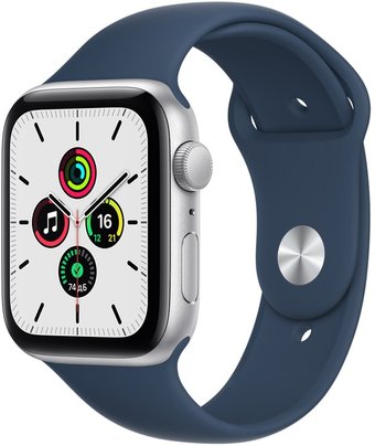 Apple Watch SE 44 мм (алюминий серебристый/синий омут спортивный)