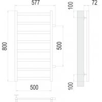 Полотенцесушитель TERMINUS Аврора П8 500x800 (с боковым подключением 50, RAL 9003, белый)