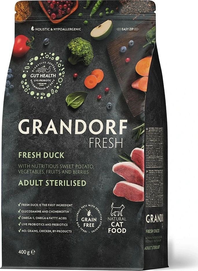 

Сухой корм для кошек Grandorf Fresh Adult Sterilised (Утка и батат) 400 г