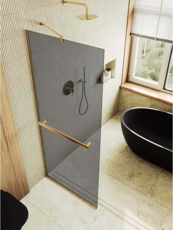 

Душевая стенка MaybahGlass 69x195 MGD-723-3у (графитовое стекло/золотой)