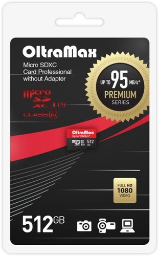 Карта памяти OltraMax Premium Series microSDXC 512GB OM512GCSDXC10UHS-1-PrU3 W
