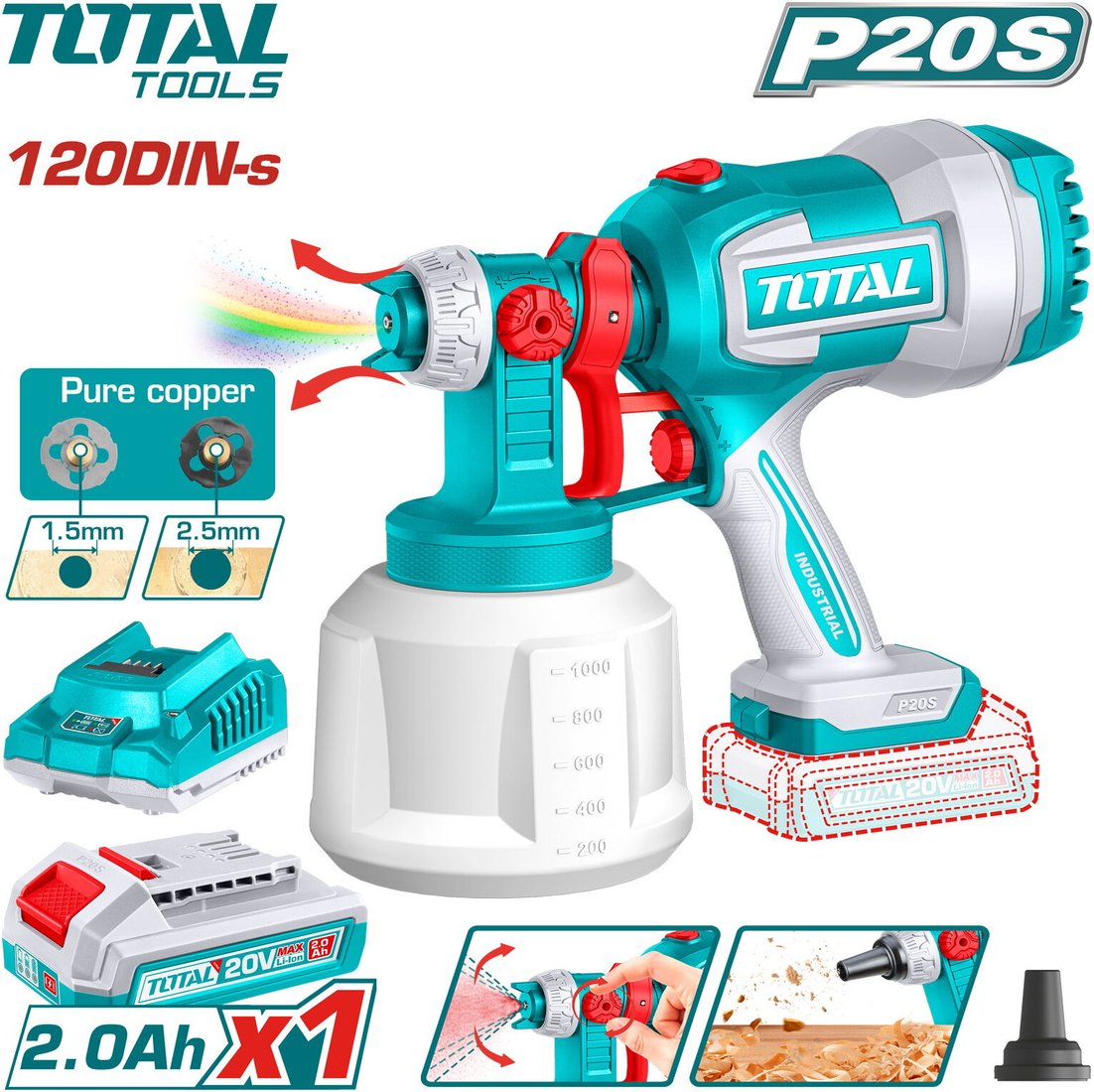 

Краскораспылитель Total TSGLI20042 (с 1-им АКБ)