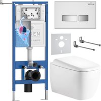 Унитаз подвесной Roxen Martin в комплекте с инсталляцией StounFix Dual Fresh 6 в 1 968524 (кнопка: белый/хром)