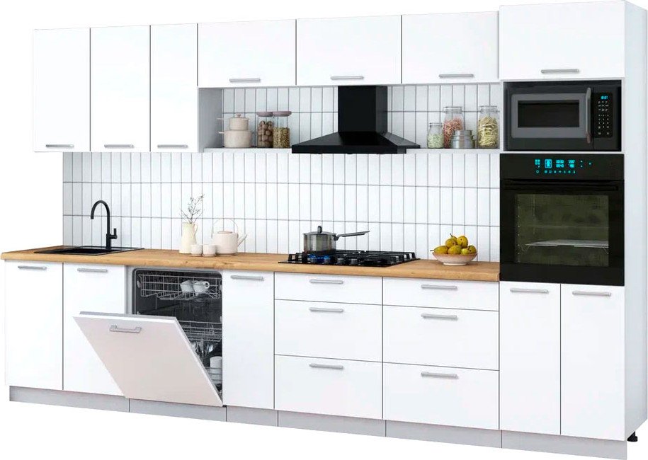 

Готовая кухня Интерлиния Мила Gloss 3.5-ПМ1-2 (белый/белый/дуб бунратти)