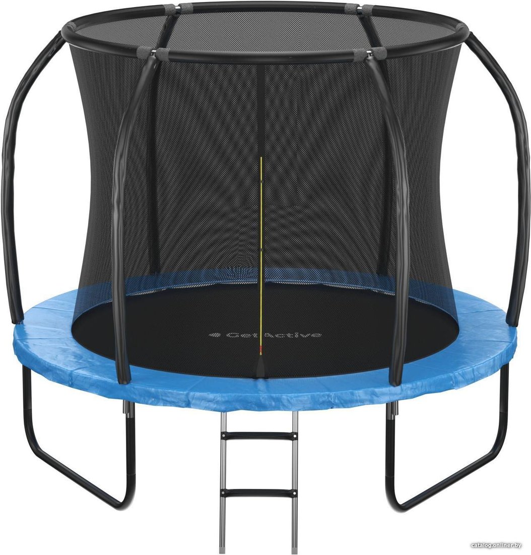 Батут GetActive Jump PRO 8FT с лестницей и внутренней сеткой (синий)