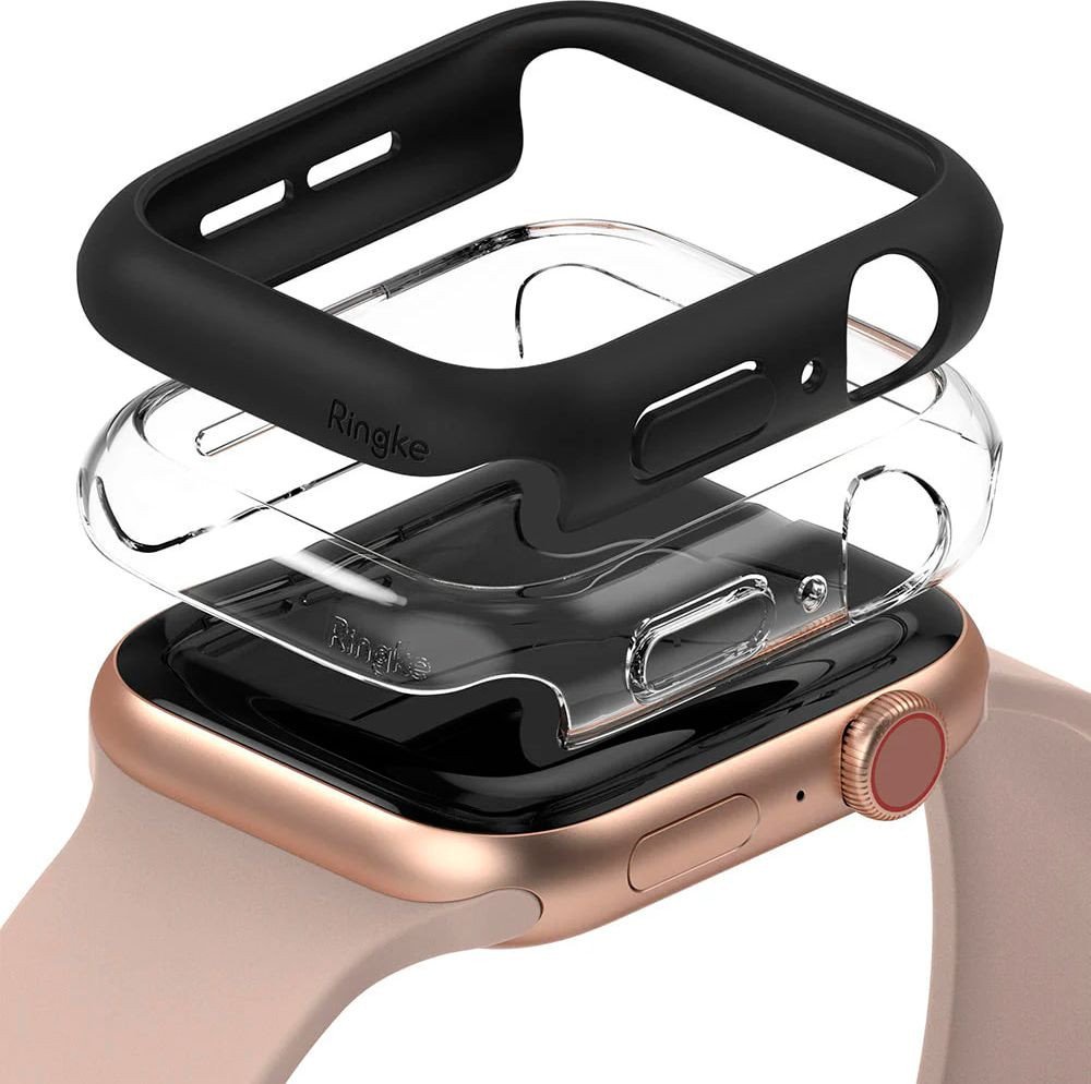 Чехол Ringke Slim для Apple Watch Se3/Se2/Se/6/5/4 44mm Clear(1шт) + Black(1шт)